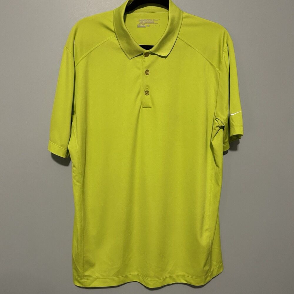 Nike Mens Dri Fit Golf Polo Shirt Size Large Solid Green Collared Short Sleeve
